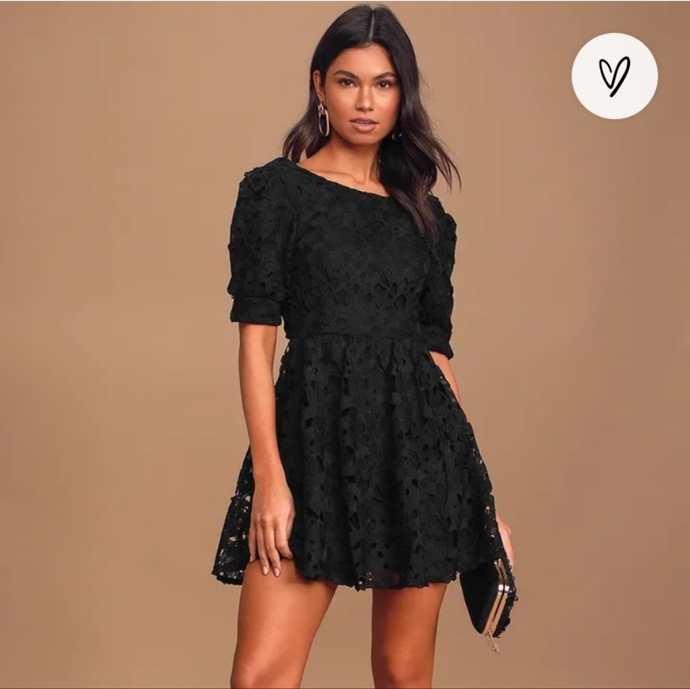 Lulu's For a Moment Cutout‎ Black Mini Skater Dress Size M